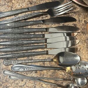 12 Vintage floral mismatched silverware